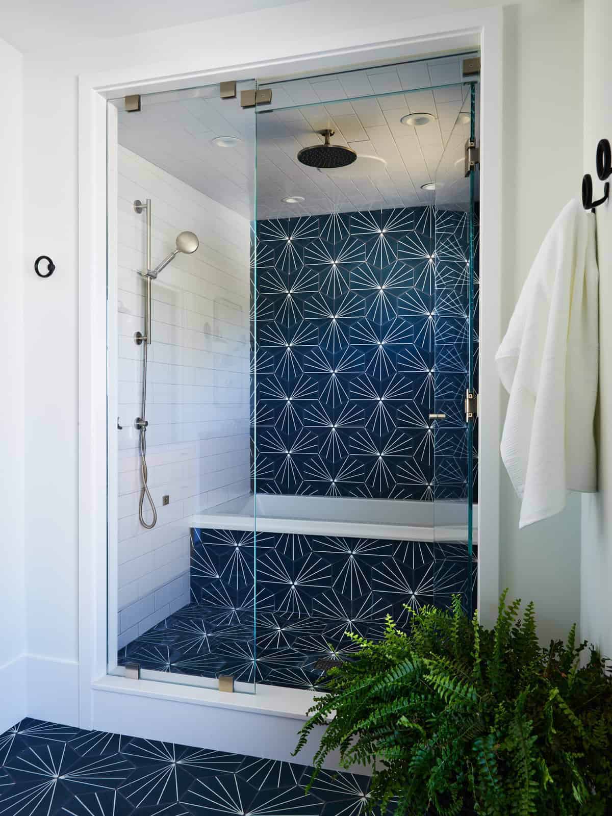 coastal modern farmhouse bathroom shower