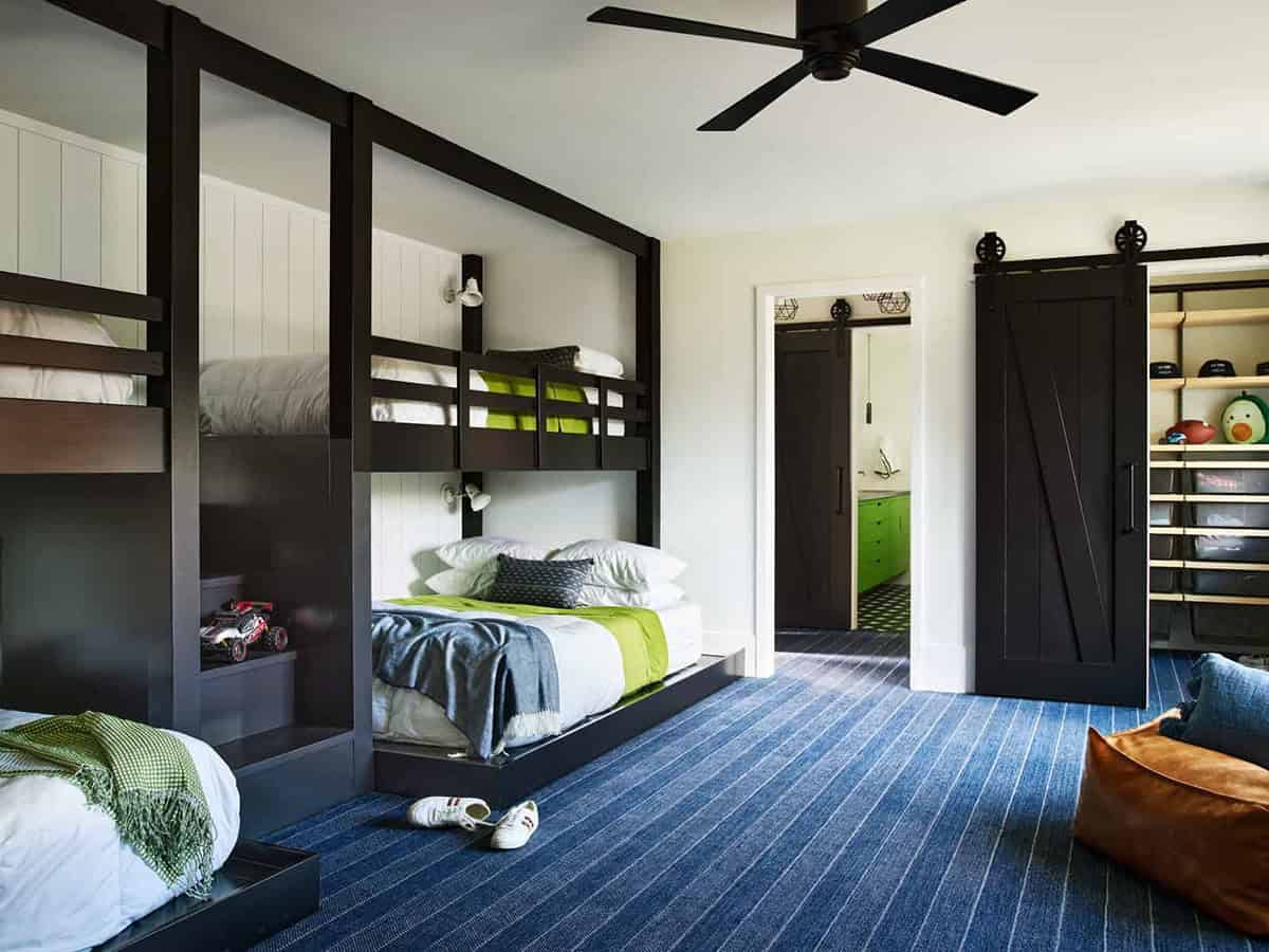 coastal modern farmhouse bunk bedroom
