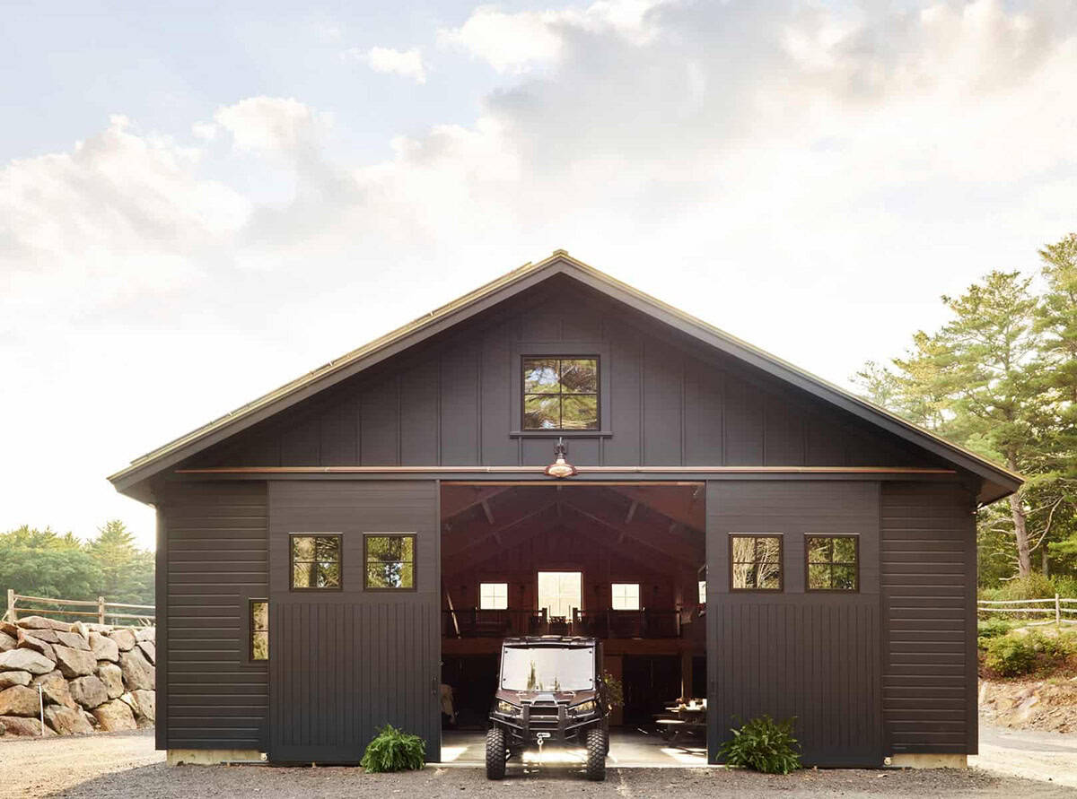 coastal modern farmhouse garage exterior