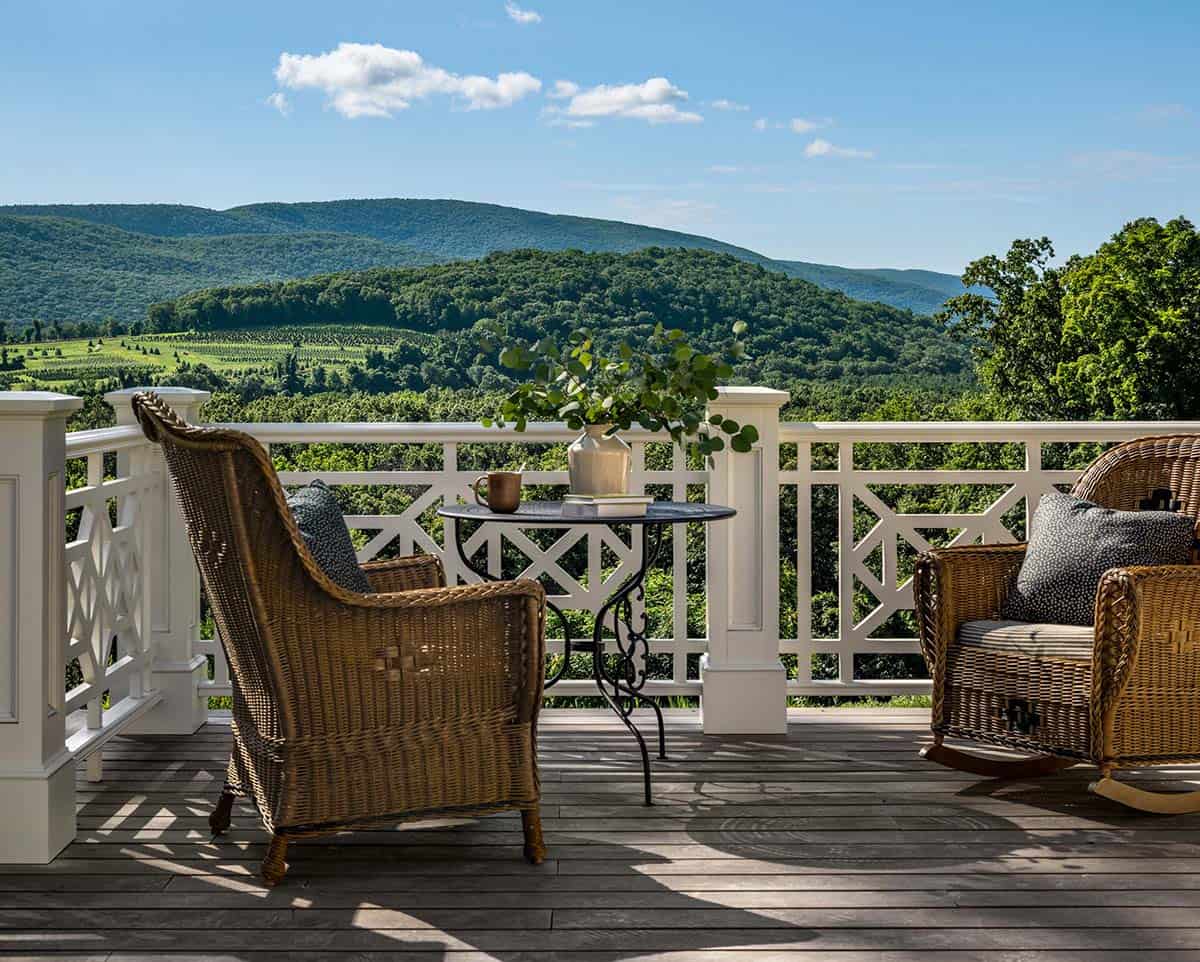 traditional style deck with a country view