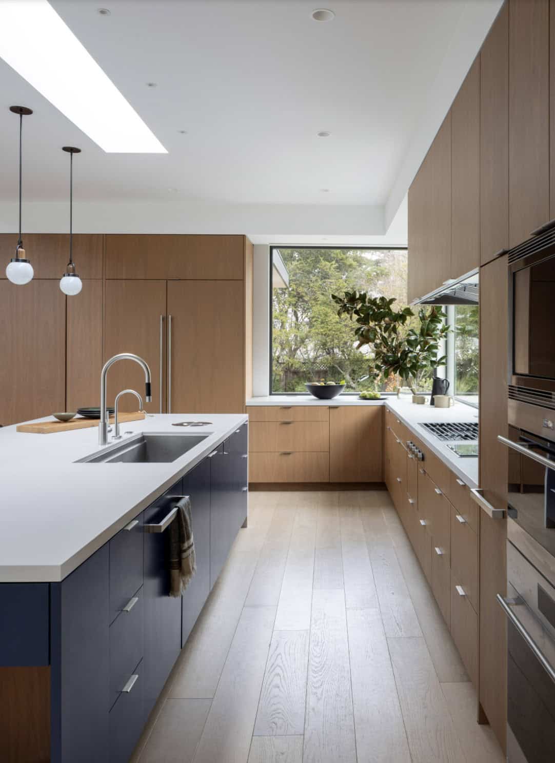 contemporary kitchen with a large island
