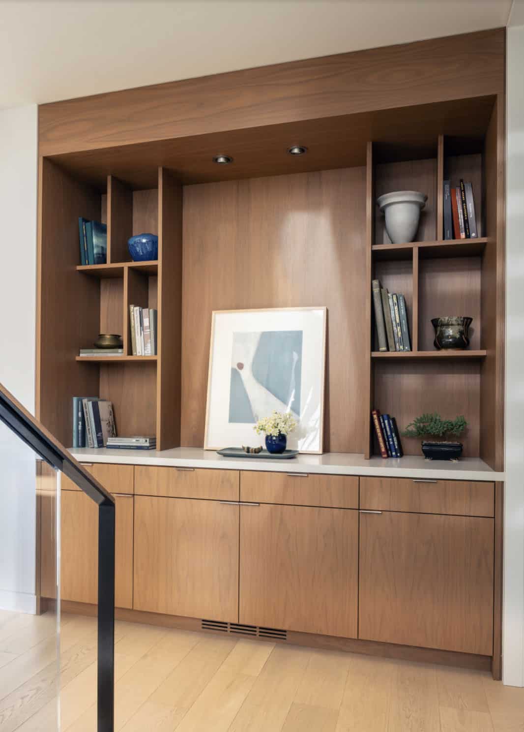 contemporary staircase with built-ins