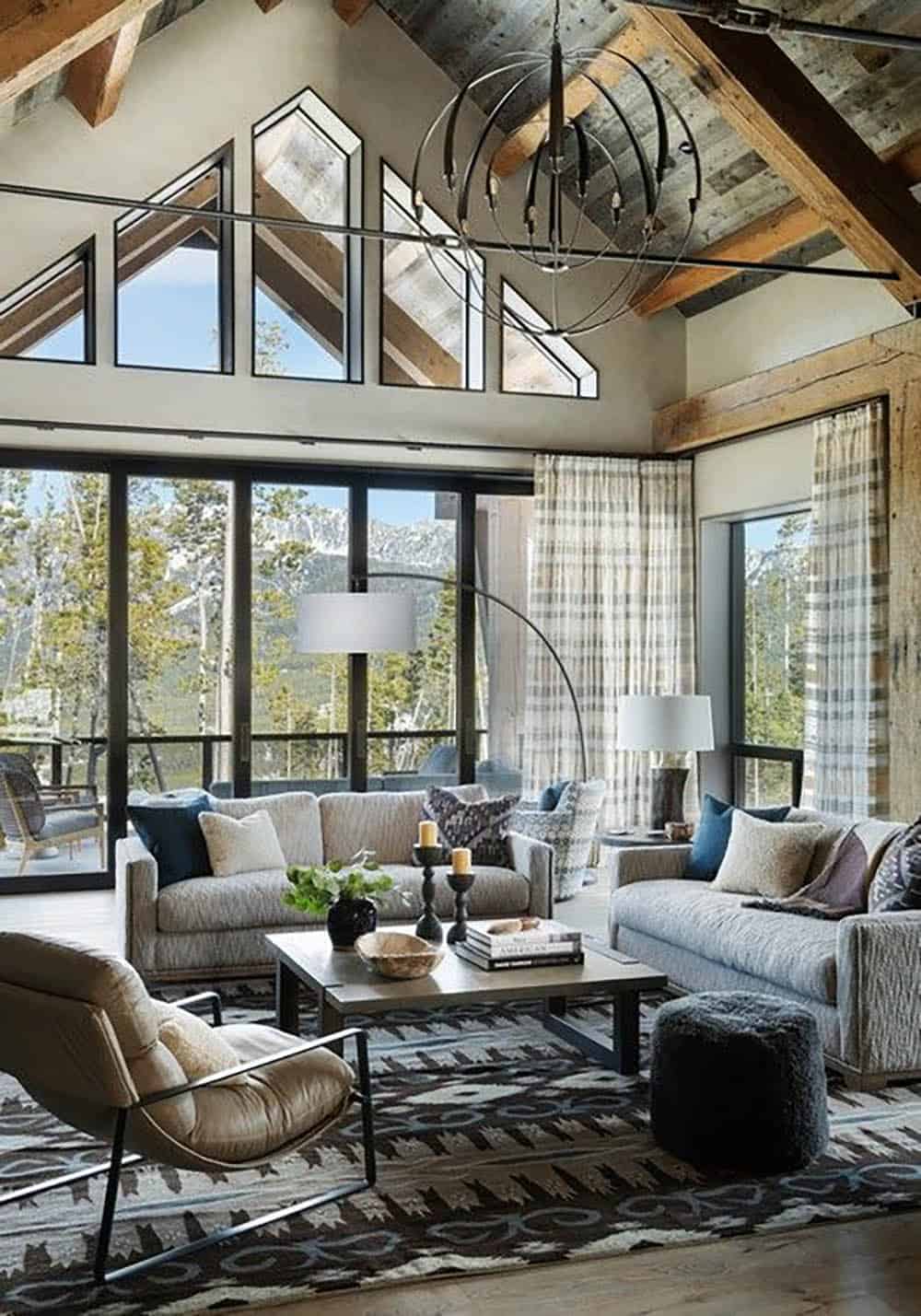 contemporary mountain house living room