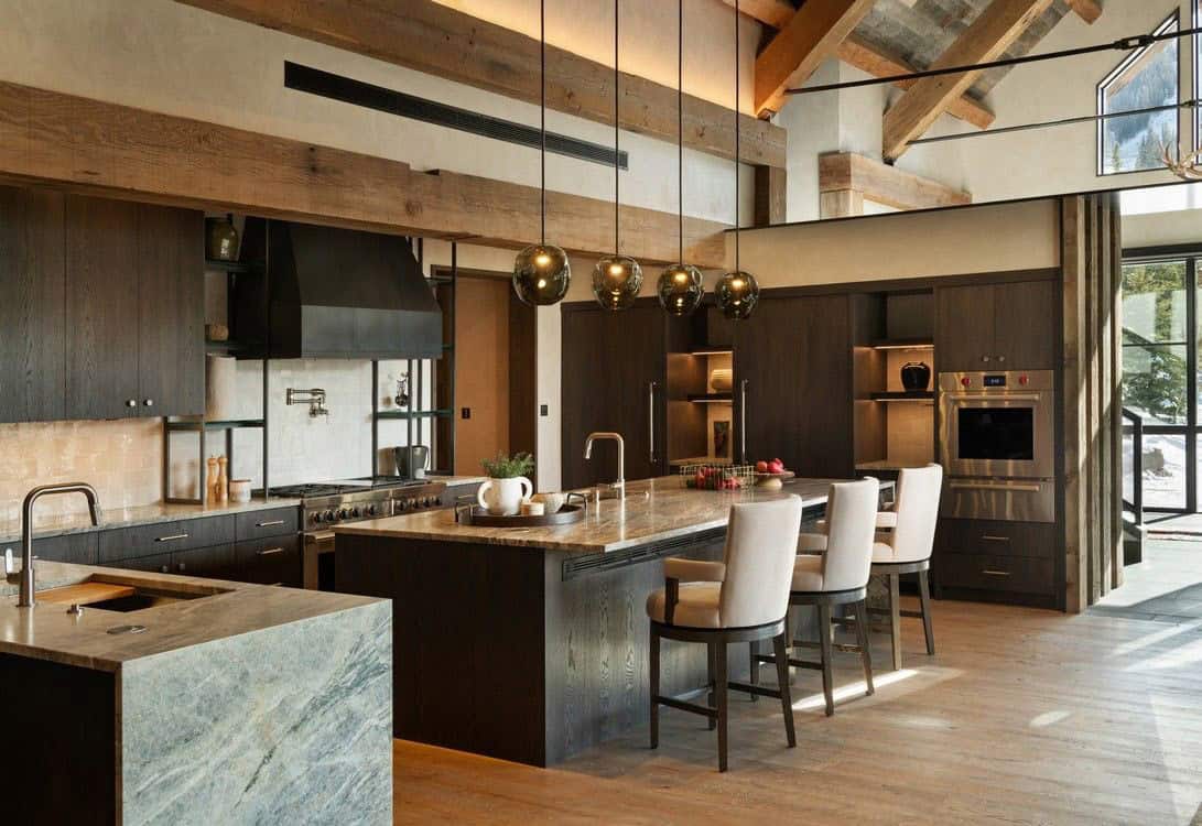 contemporary mountain house kitchen