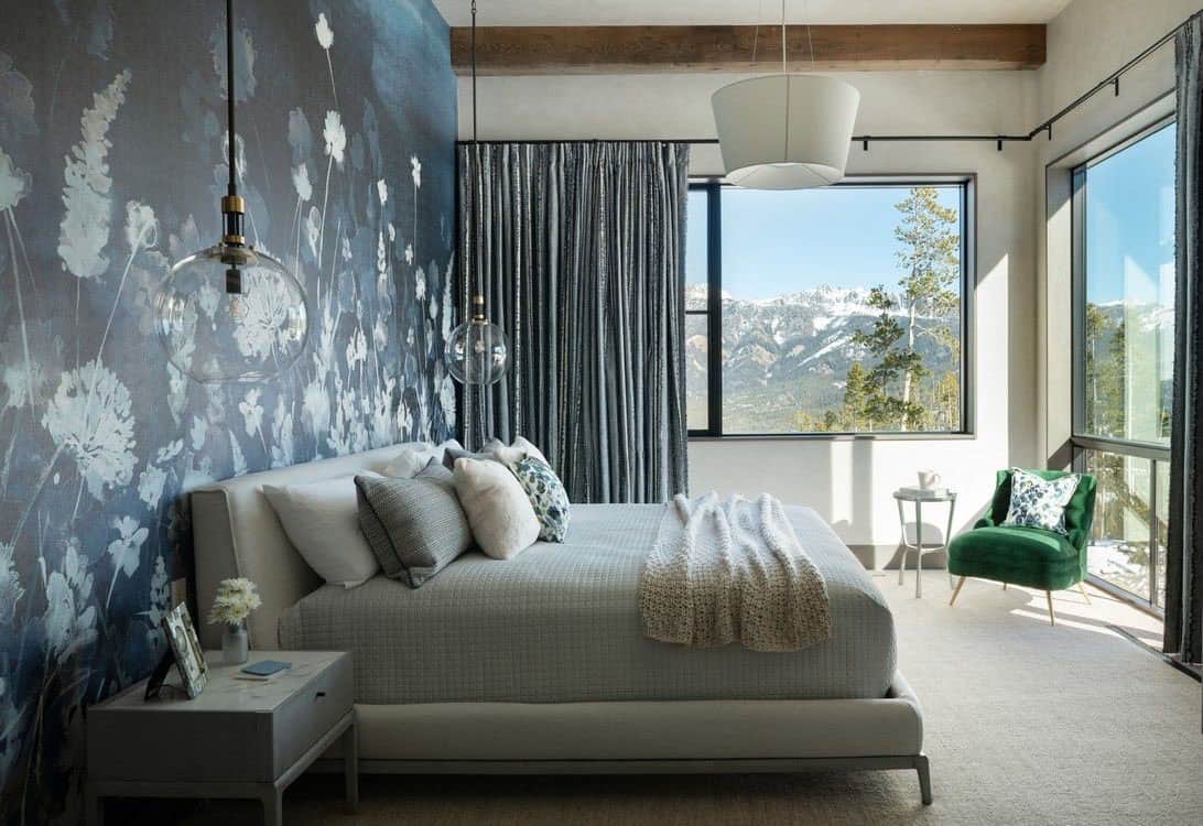 contemporary mountain house bedroom