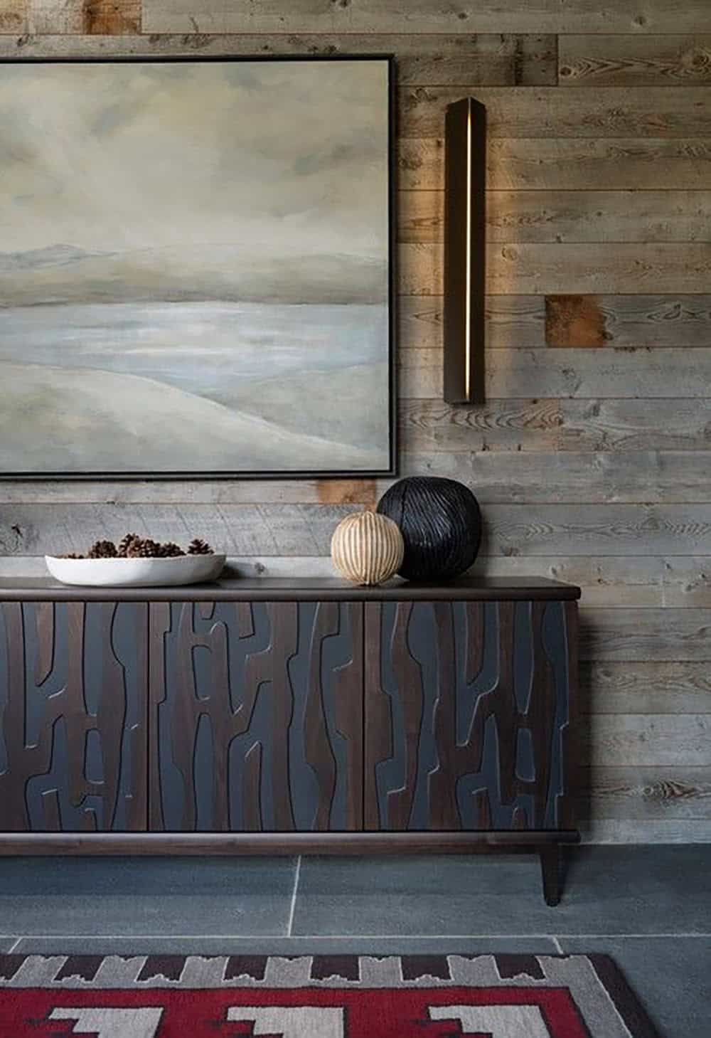 contemporary mountain house entry console table