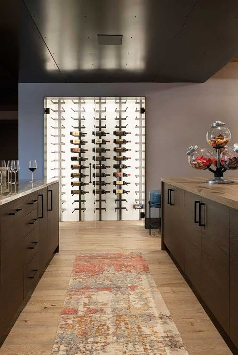 contemporary mountain house wine cellar