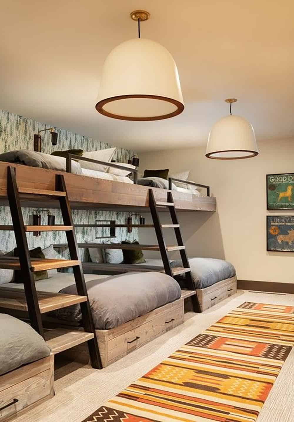 contemporary mountain house bunk bedroom