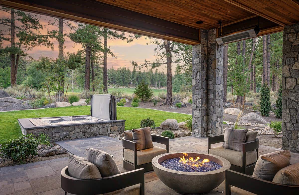 Contemporary Patio with a Fire Pit
