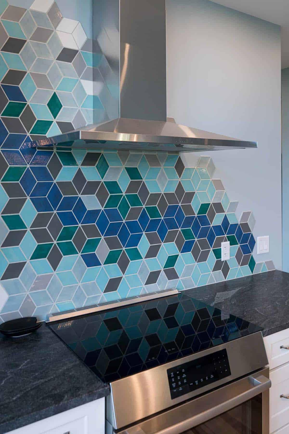 contemporary kitchen backsplash tile detail