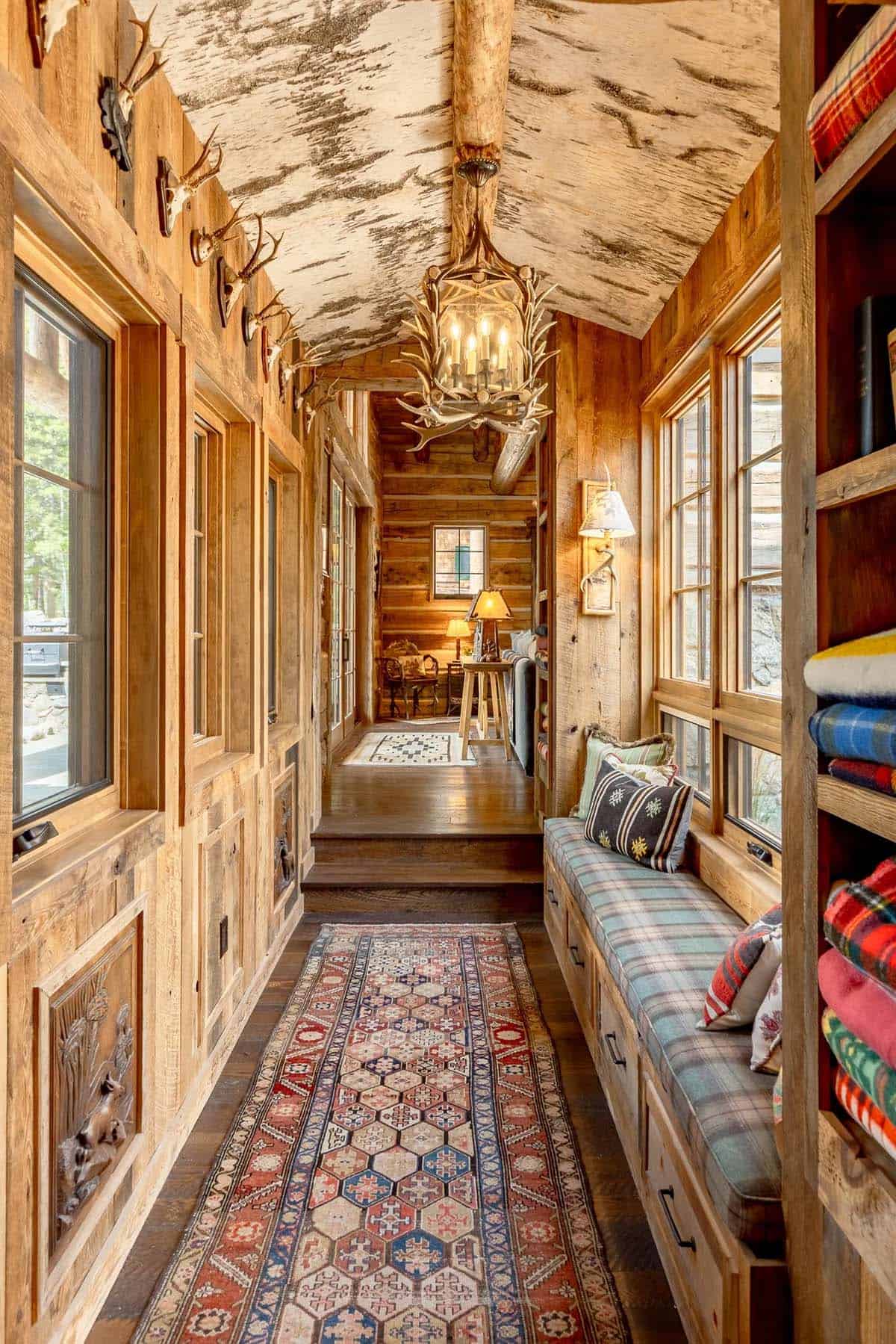 modern rustic hallway with a built-in window seat