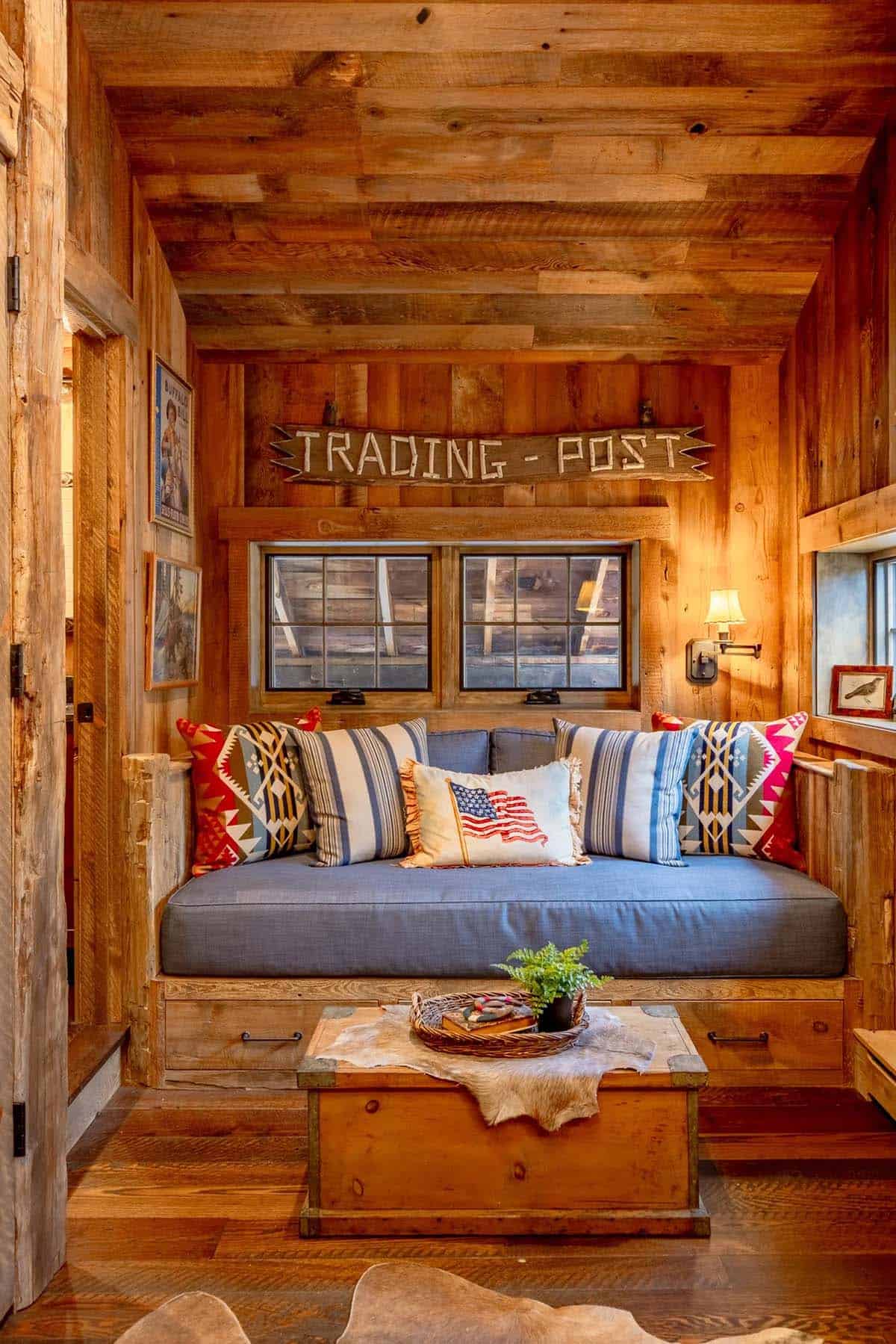 modern rustic built-in reading nook