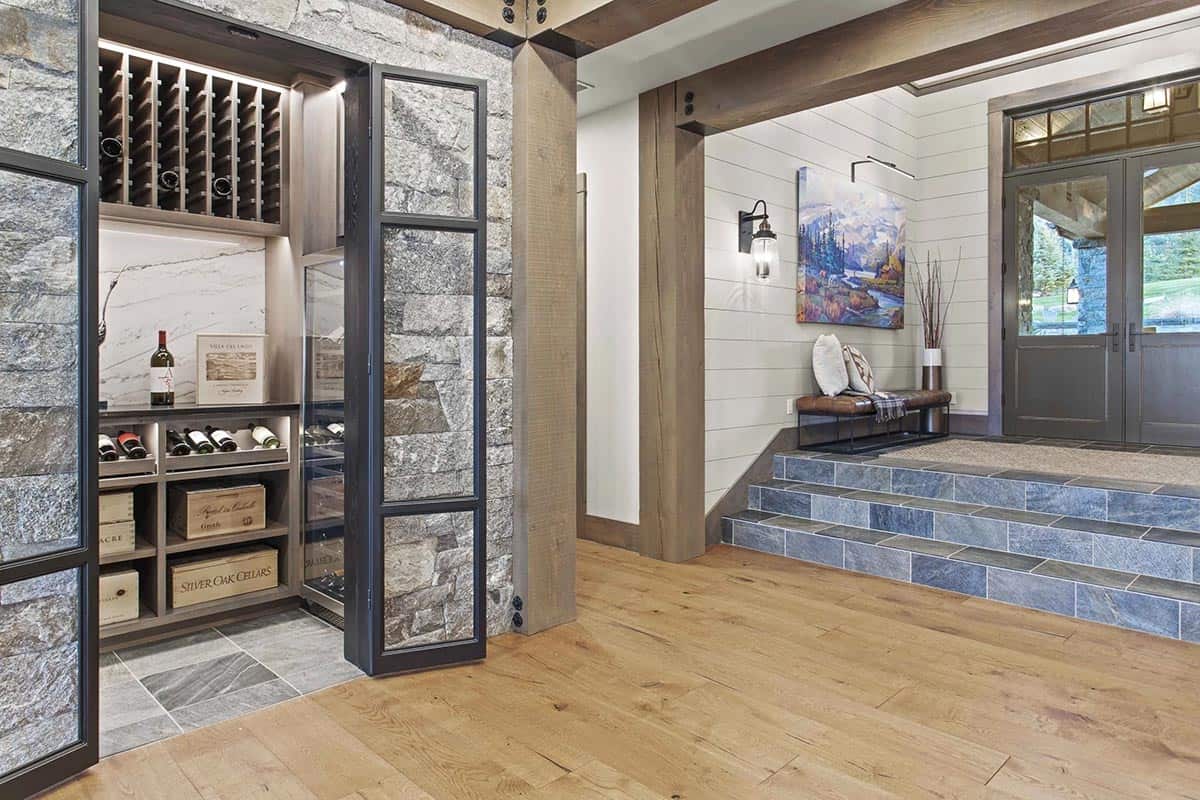 contemporary lake house entry