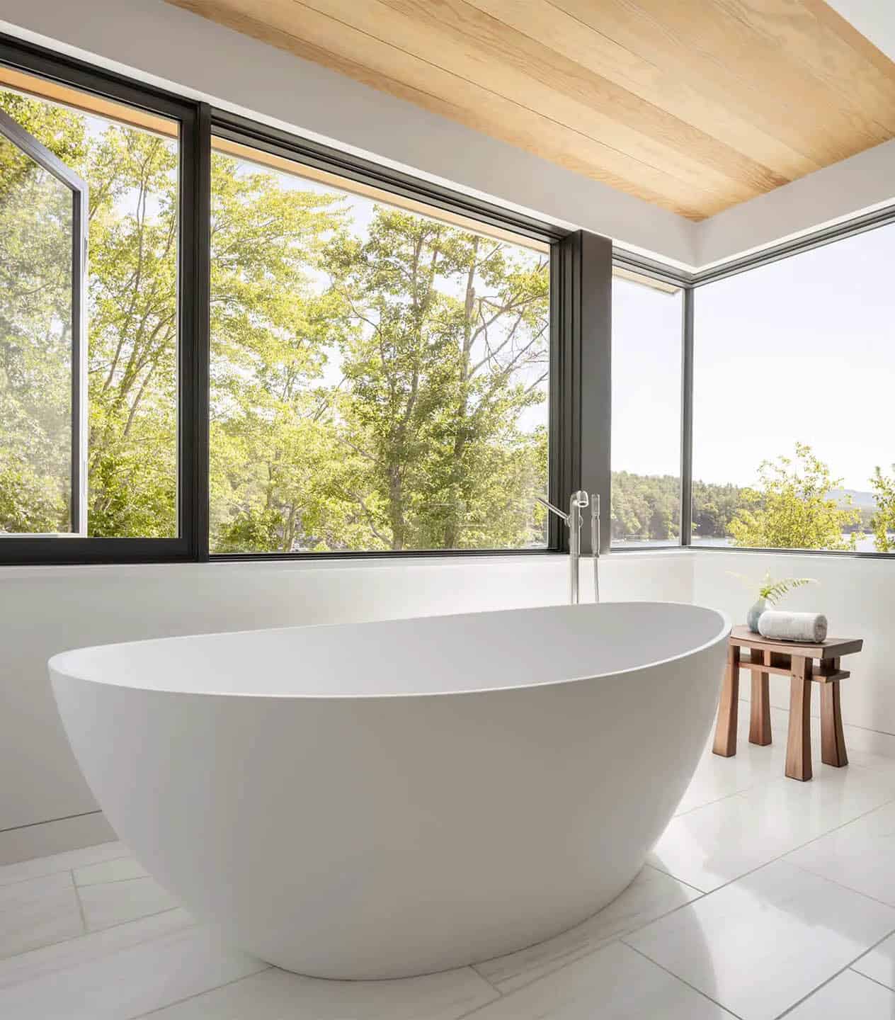 contemporary with a freestanding tub