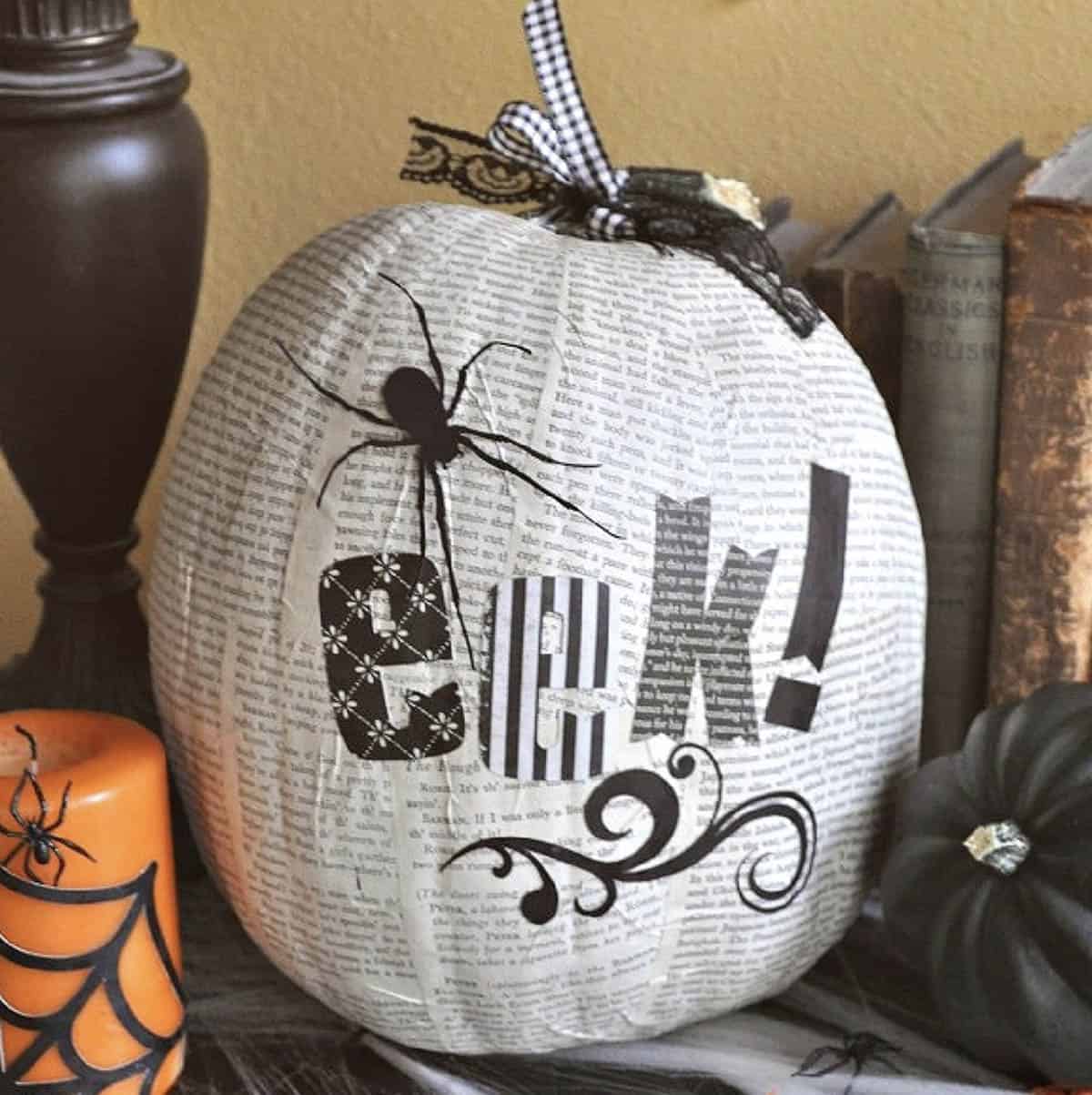spooky decoupage Halloween pumpkins