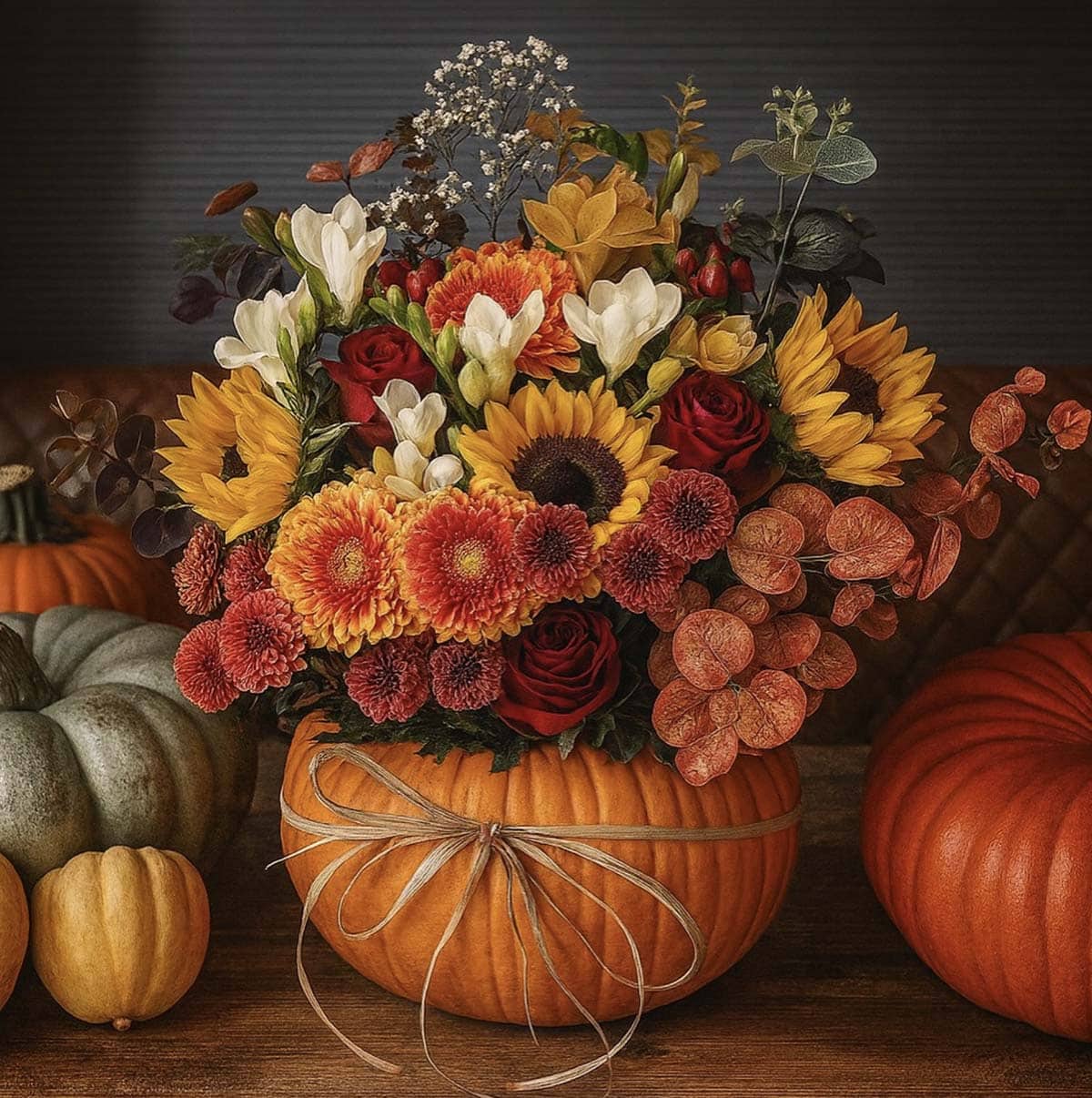 pumpkin flower arrangement