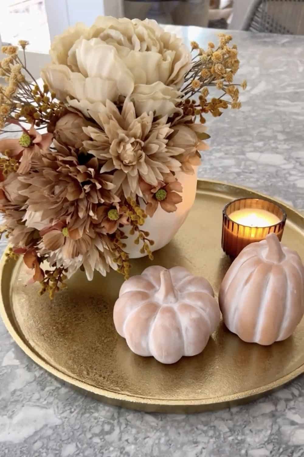 Floral Autumn Pumpkin on a tray