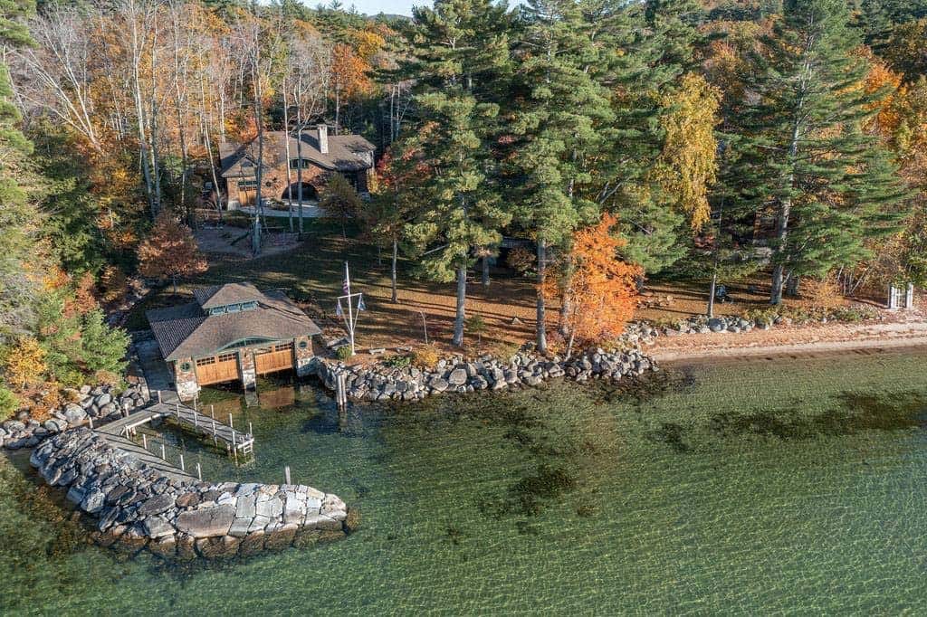 lake house exterior aerial view