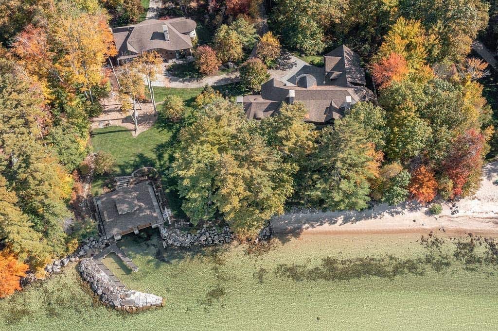 lake house exterior aerial view