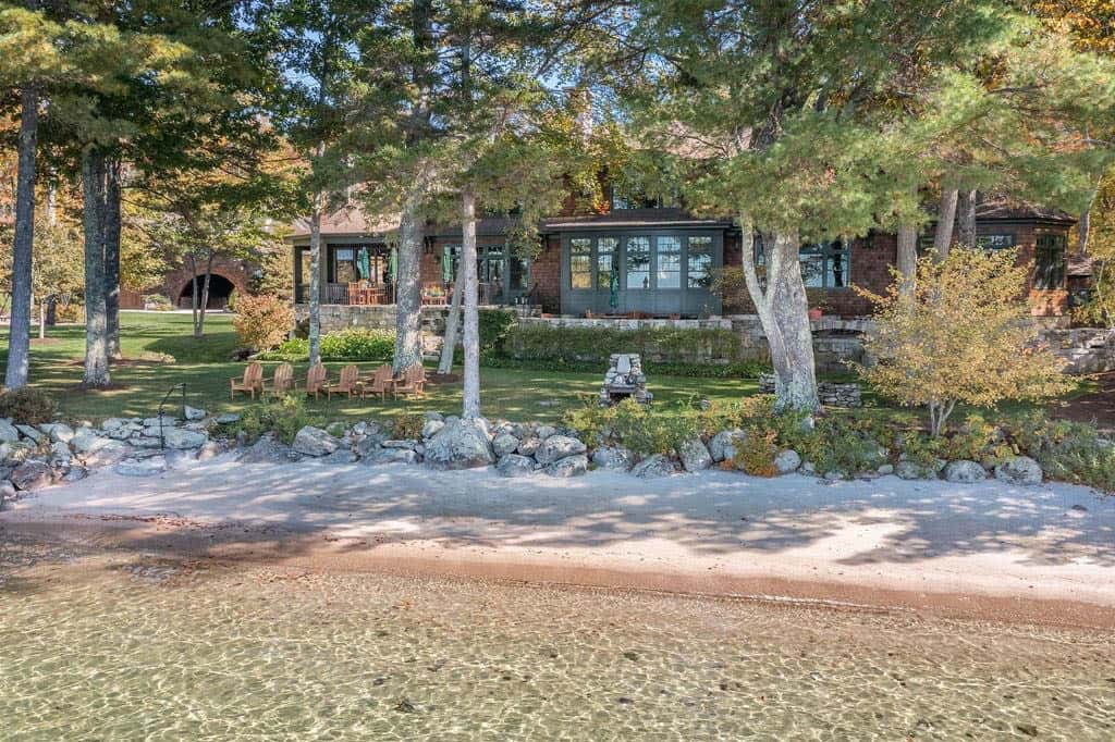 lake house exterior view from the water