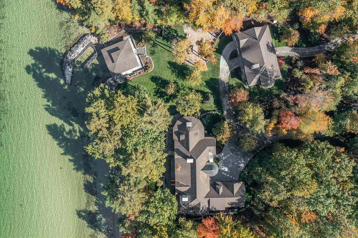 lake house exterior aerial view
