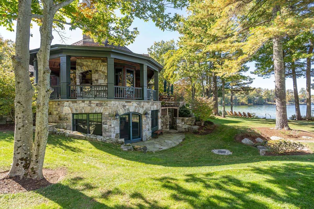 lake house exterior backyard view