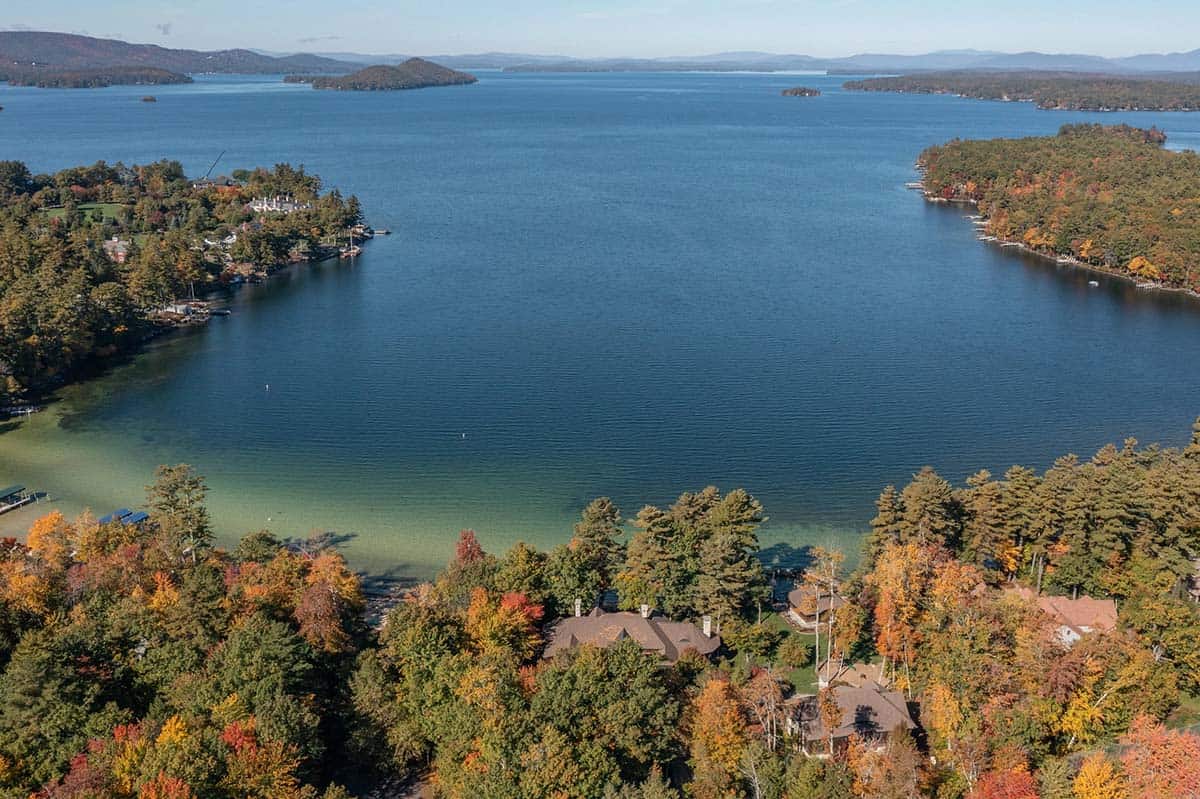 lake house exterior aerial view