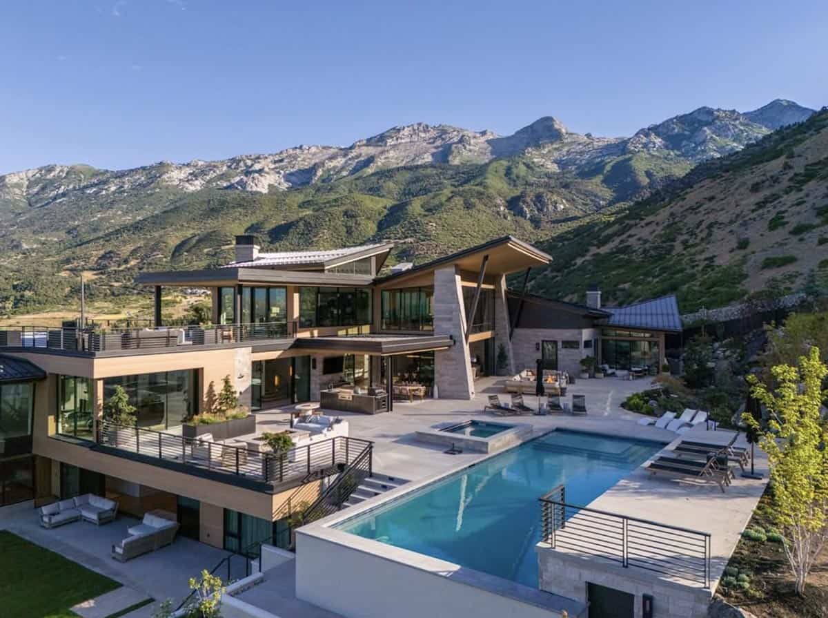 luxury modern home exterior with a pool