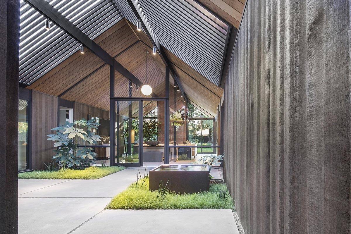 midcentury modern house with a courtyard