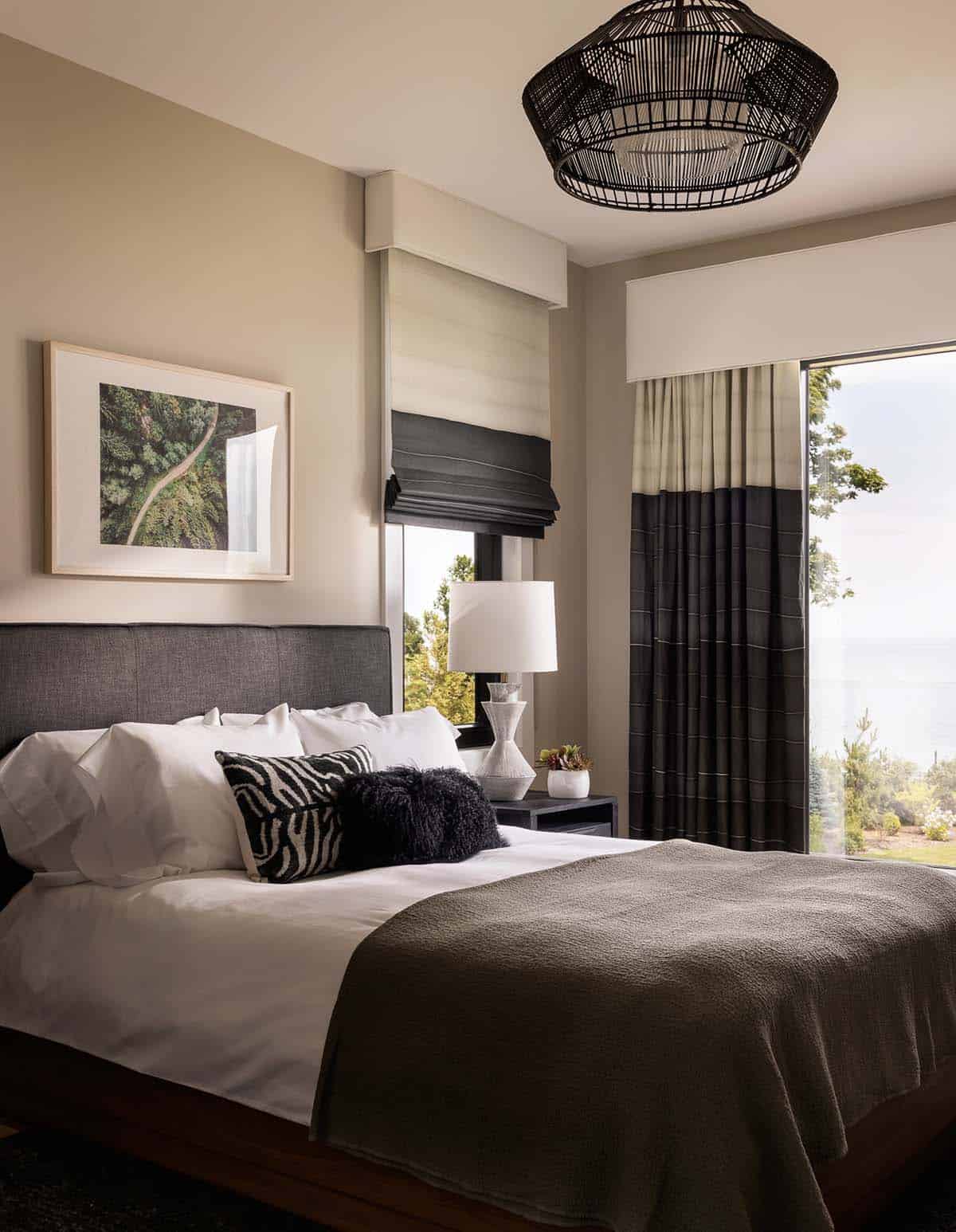 guest bedroom with a coastal view