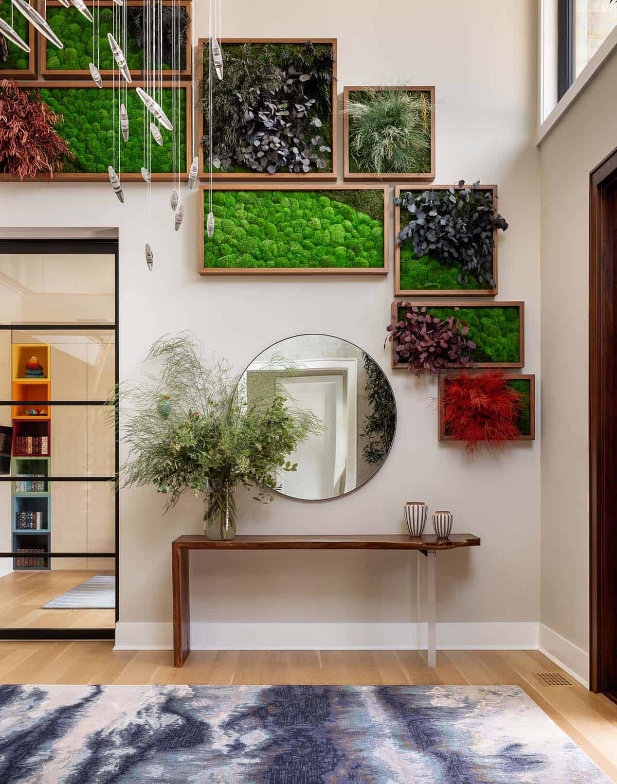 entry foyer living wall installation biophilic interior