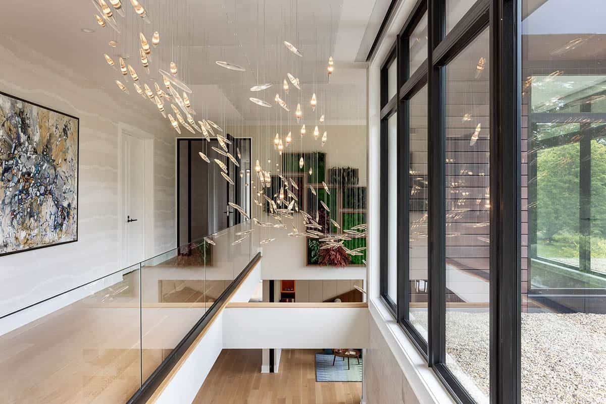 upper landing with artful lighting