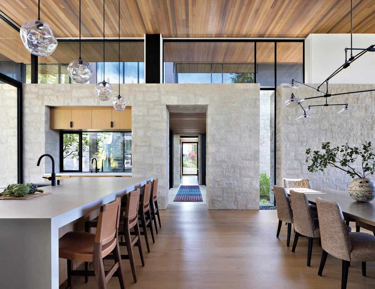 modern kitchen and dining room