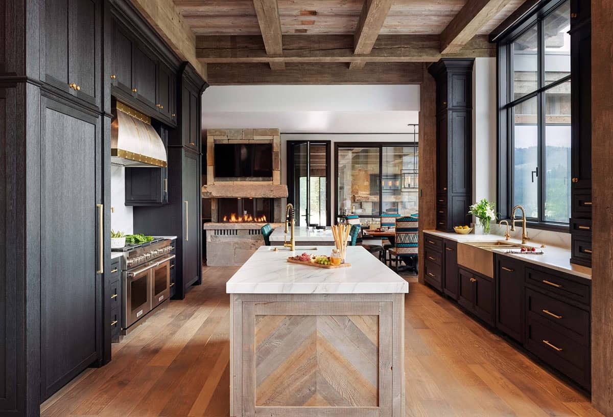 modern rustic kitchen with an island