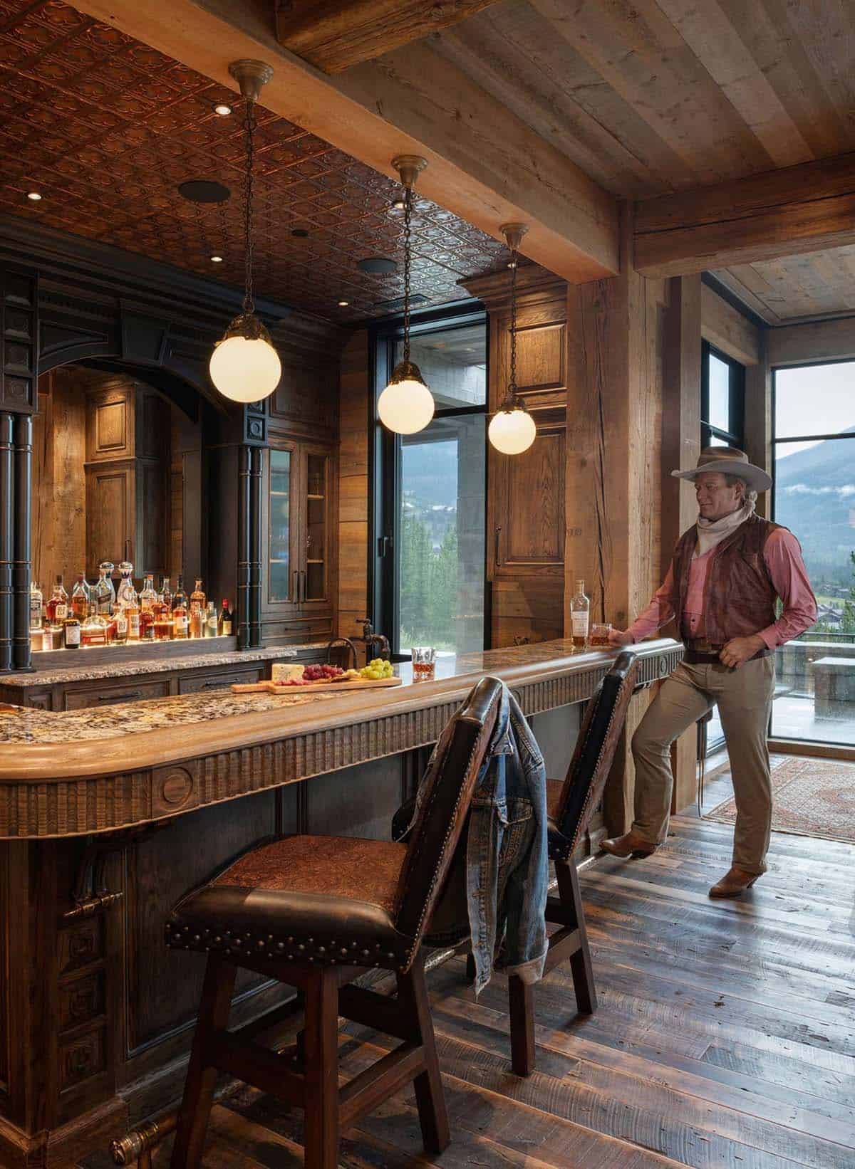 modern rustic home bar