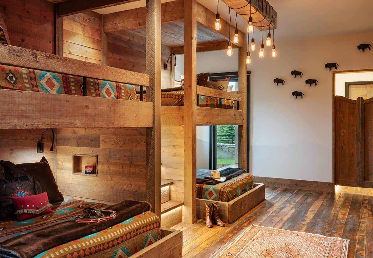 modern rustic bunk bedroom