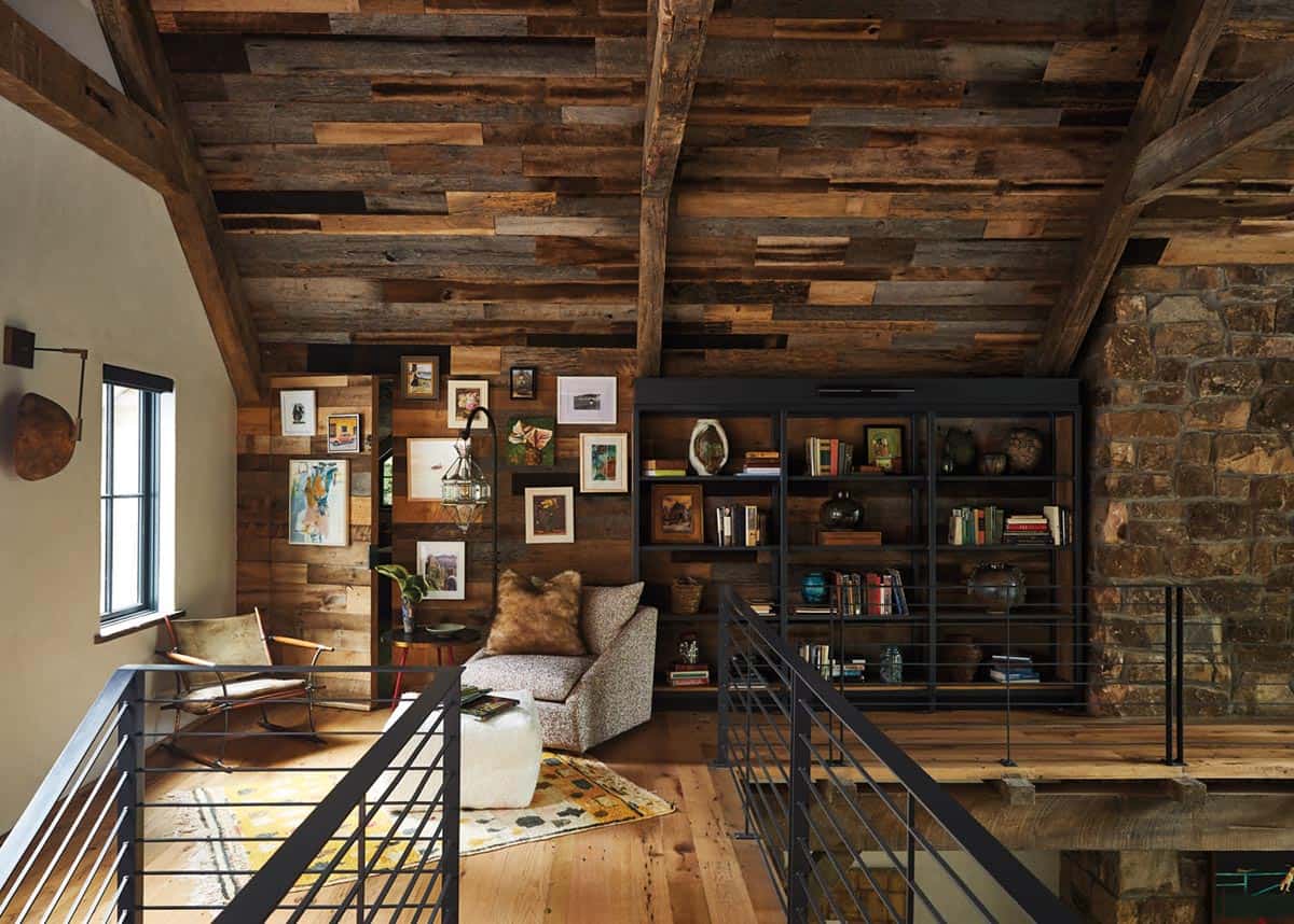 modern rustic upstairs reading area
