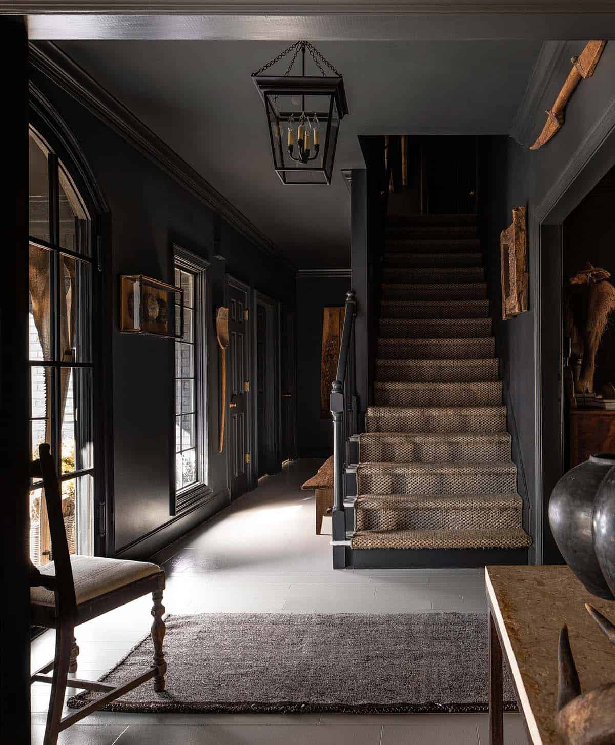 modern hallway with a staircase