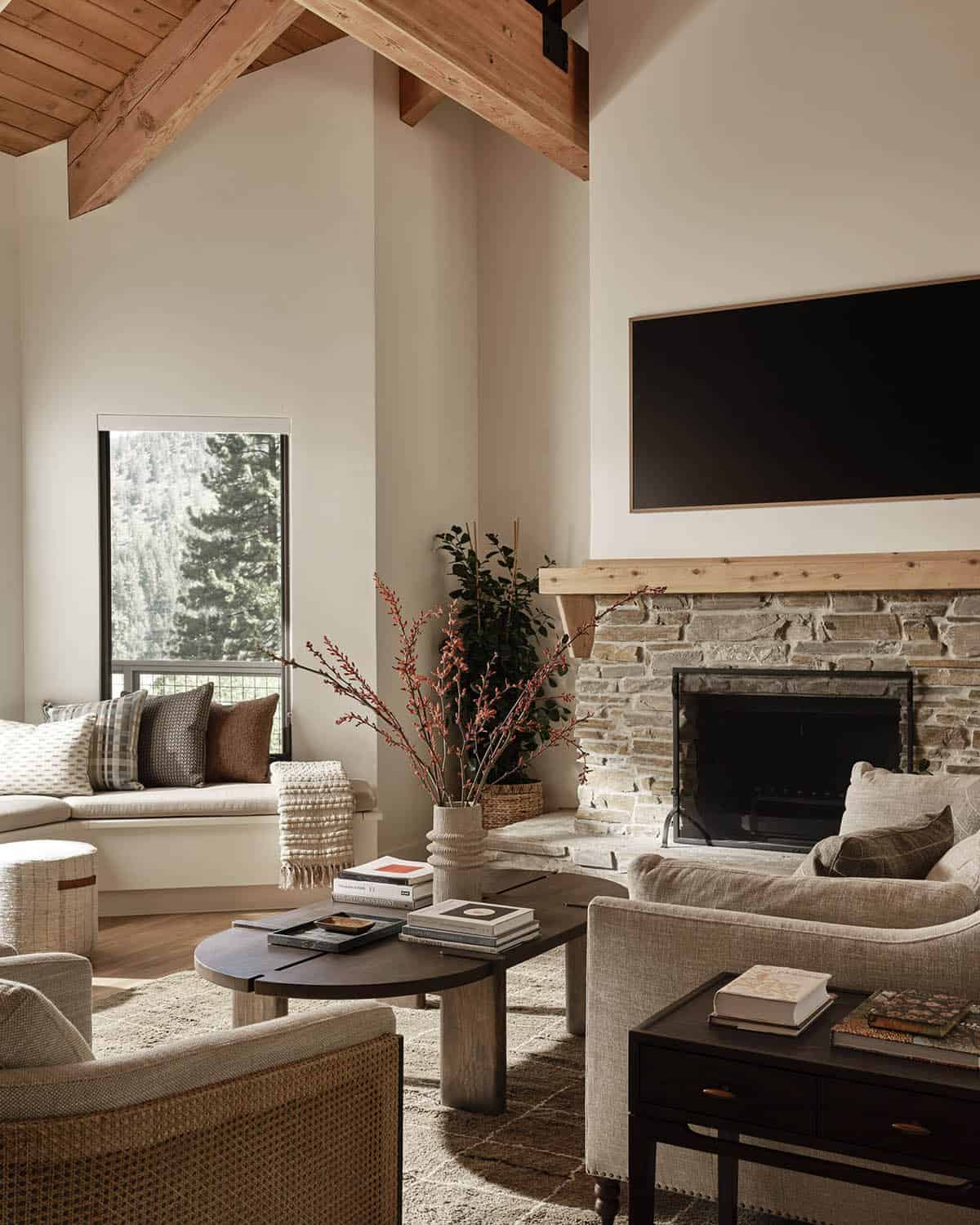 Rustic Living Room with a fireplace