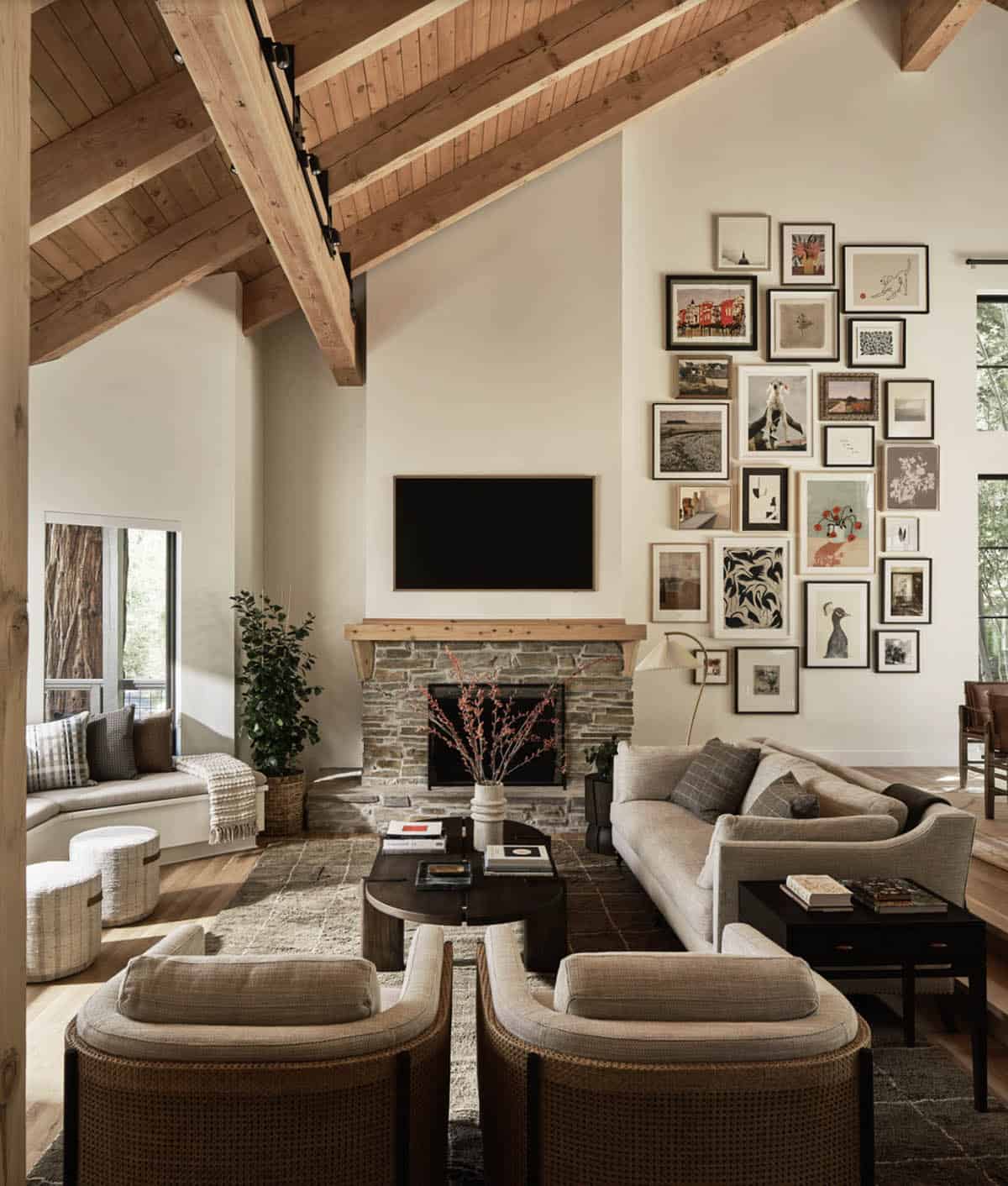 Rustic Living Room with a fireplace
