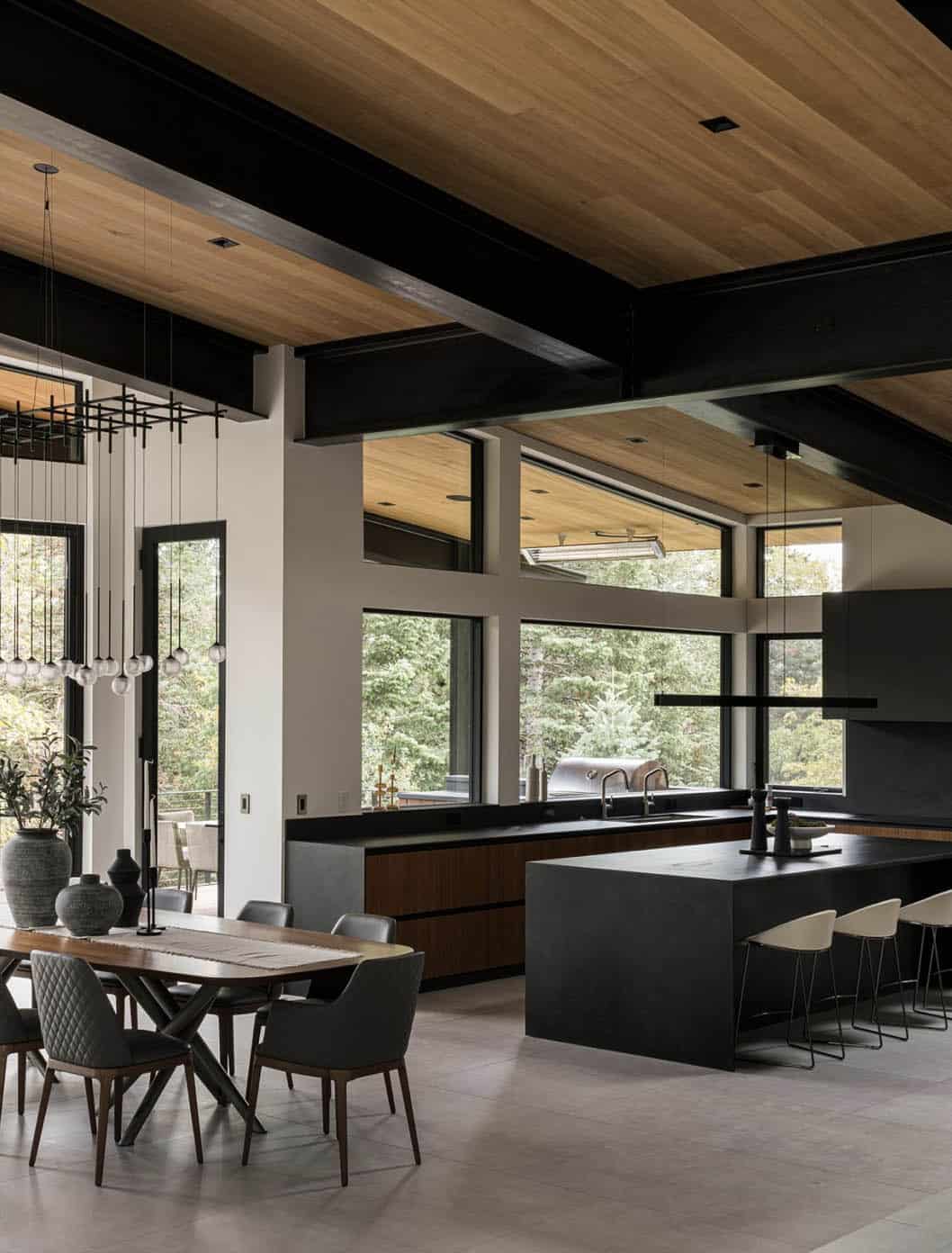 mountain modern style kitchen and dining room