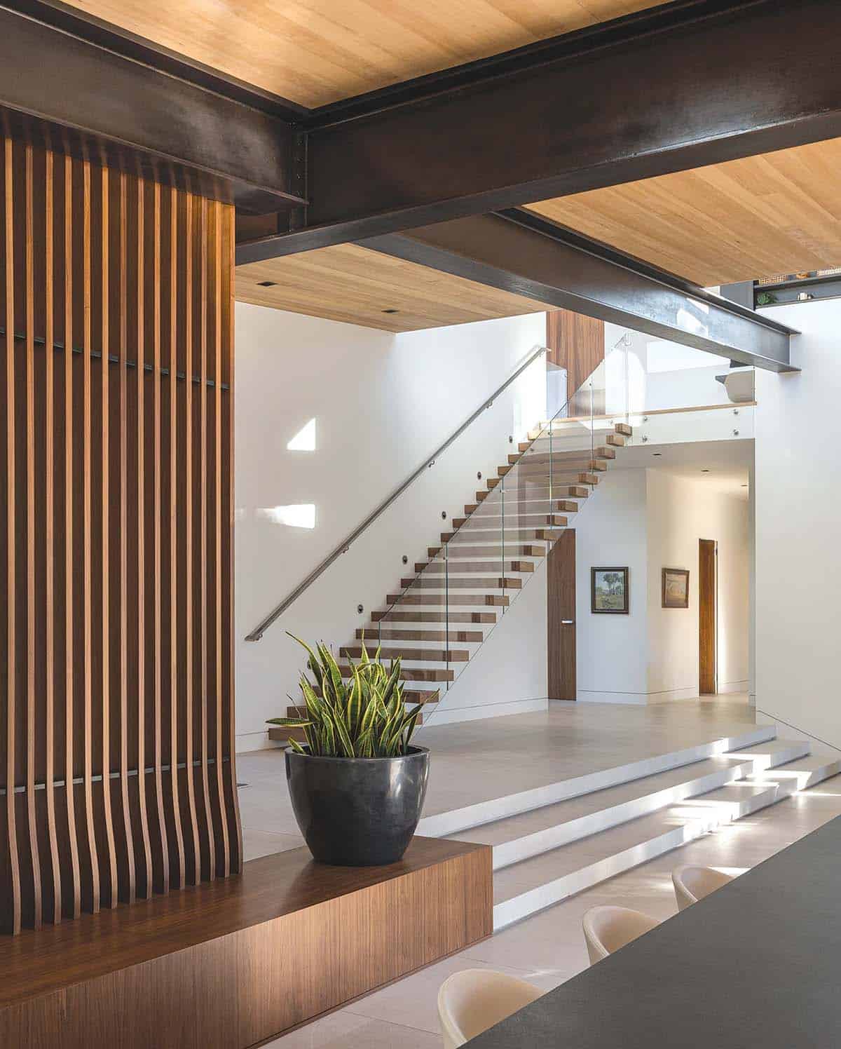 mountain modern style floating staircase