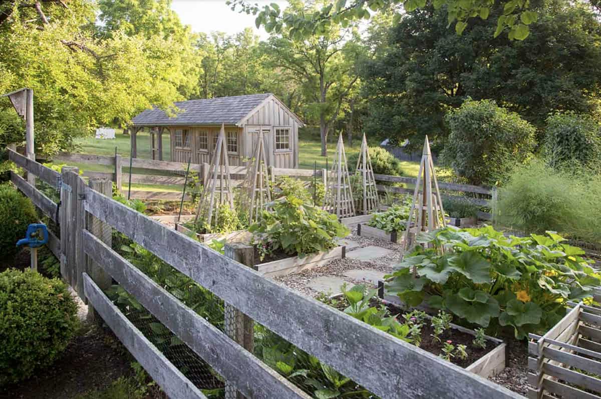 Stone Farmhouse Exterior with a garden