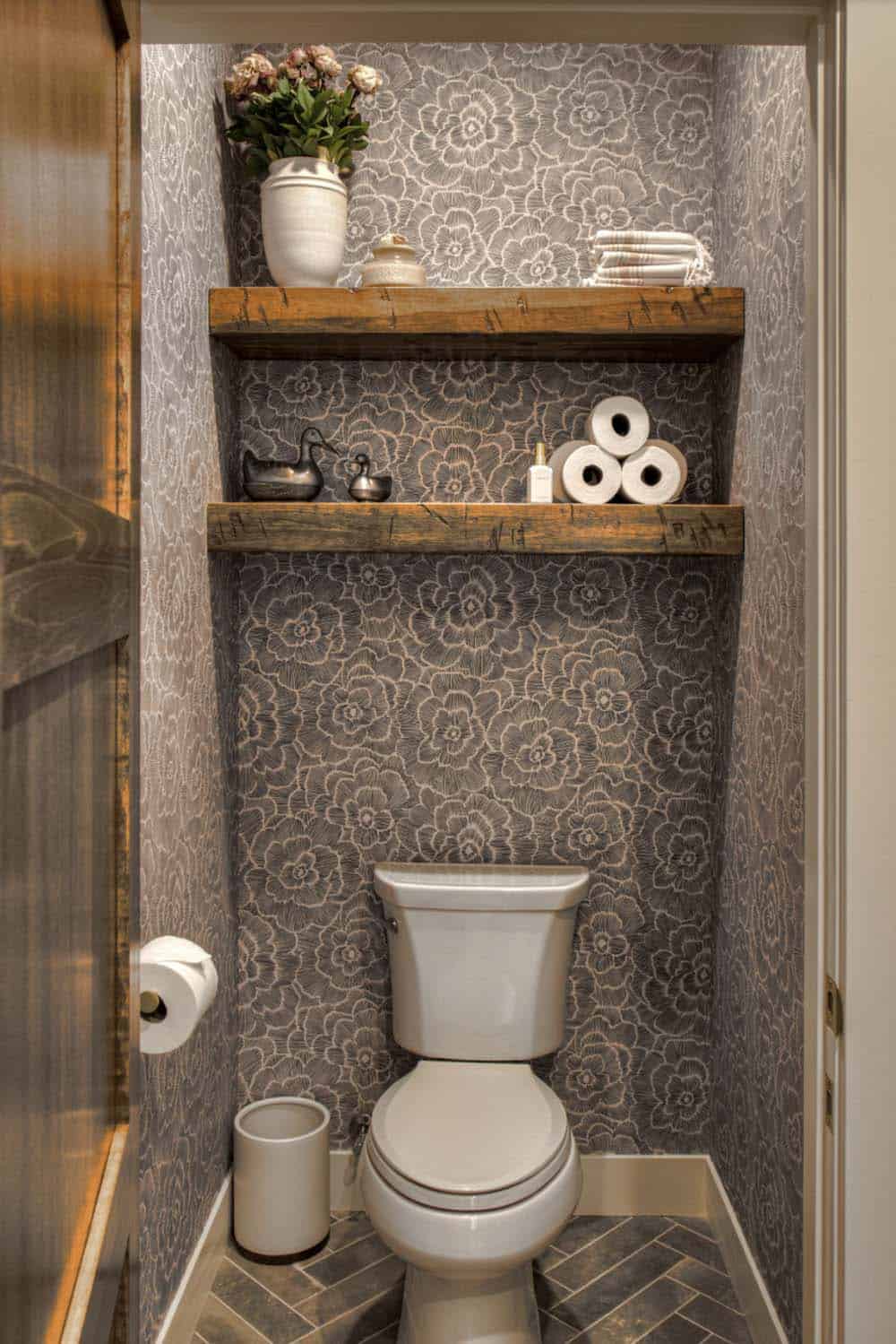 farmhouse style bathroom water closet