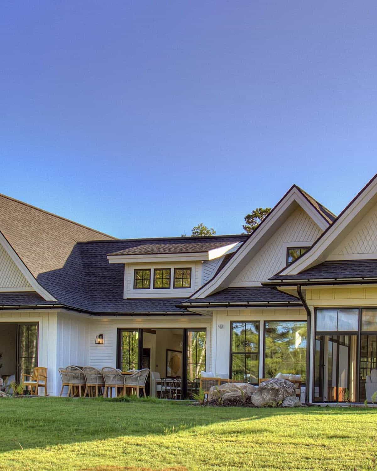 farmhouse home exterior backyard view