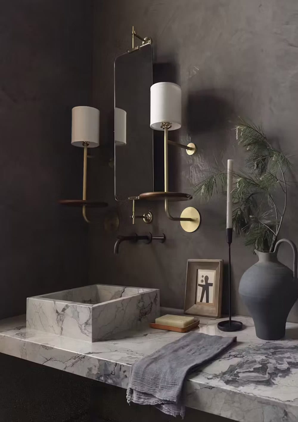 modern rustic powder room