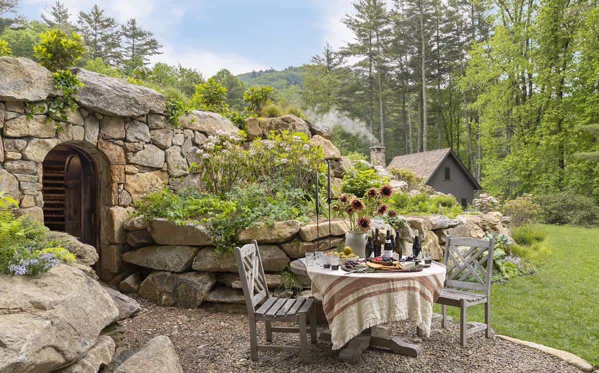 rustic mountain home exterior with a wine cave