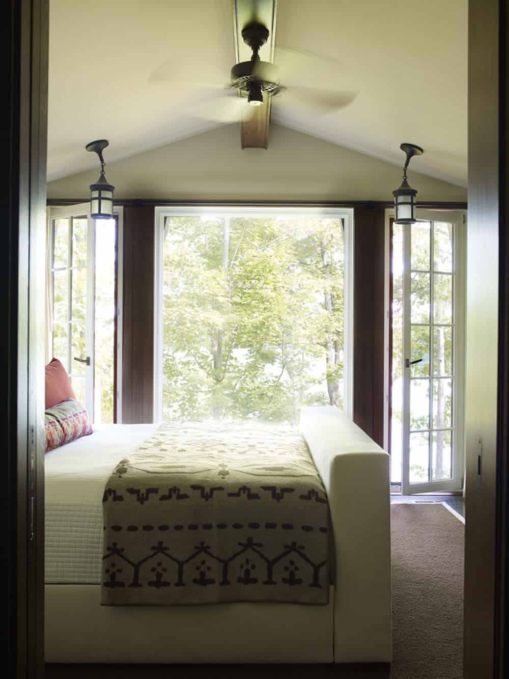 rustic bedroom with french doors