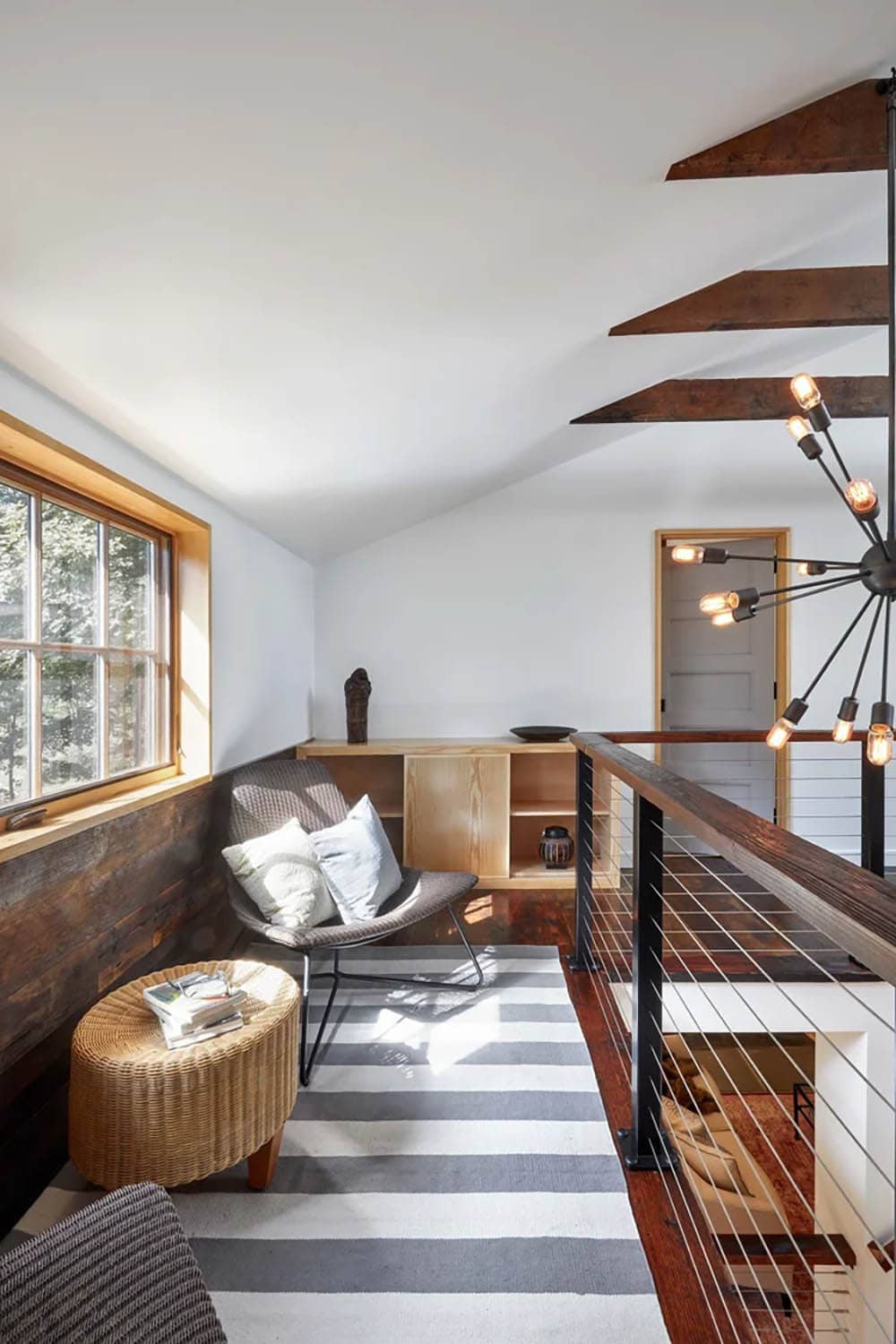 rustic modern upstairs hallway