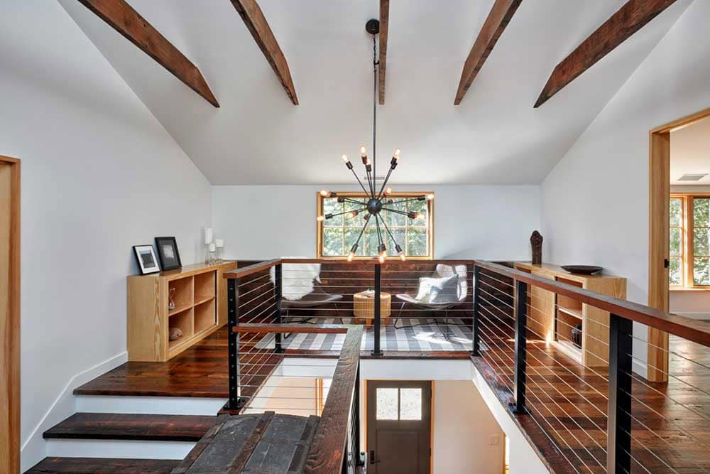 rustic modern upstairs hallway